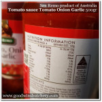 Sauce tomato SANREMO Australia TOMATO ONION & GARLIC 500g